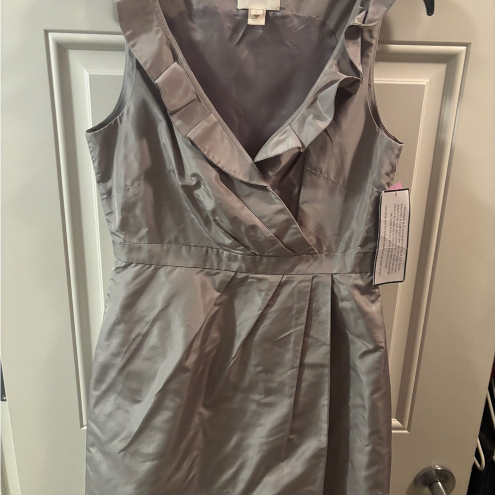 J. Crew Silk Silver Ruffled Mini Dress